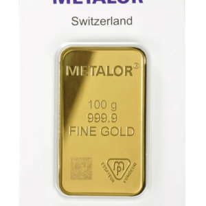 100g Gold Bar Metalor Cast